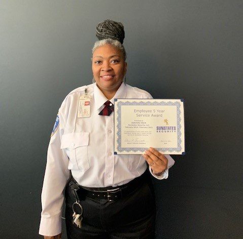 Gabrielle Raleigh NC Security Services Officer 5 year award